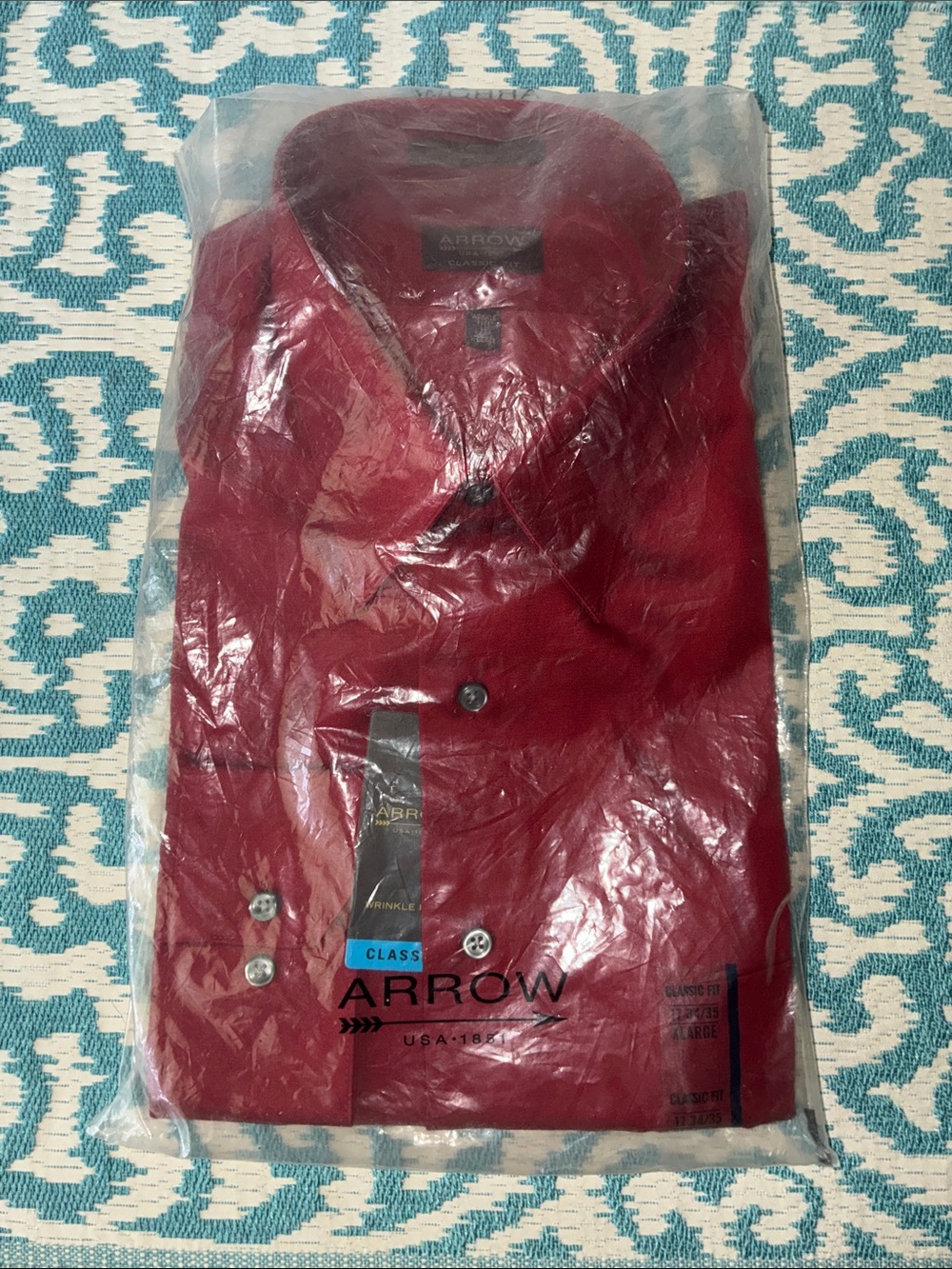 Arrow Men's Classic Fit Burgundy Dress Shirt